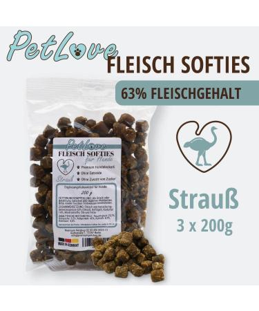 Petlove Grain-Free Meat Softies for Dogs | 63% Meat Content | Training Dog Treats | Strauss (3x200g) - Buy Online on GoSupps.com