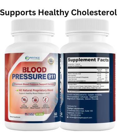 Blood Pressure 911 Premium Supplement - BP Support Pills. 60 Capsules 1 Count (Pack of 1) - Buy Online on GoSupps.com