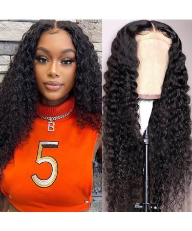 ALEPAZ Deep Wave Lace Front Wigs Human Hair 13x4 HD Transparent Lace Frontal Wigs Human Hair Pre Plucked 150% Density Curly Lace Front Wig Human Hair with Baby Hair Natural Hairline 22 Inch