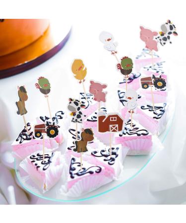 96 Pieces Cupcake Toppers Animal Cake Toppers Farm Zoo Animal Cupcake Decoration for Farm Themed Birthday Party Supplies - Buy Online on GoSupps.com
