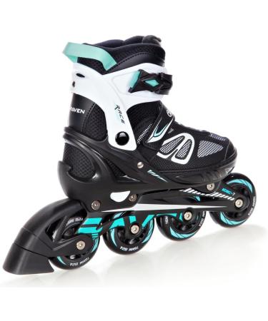 Raven Adjustable Inline Skates 2-in-1 | Advanced ABEC7 Softboot Double Shock Absorb System | Black/Mint Size 35-39 - Buy Online on GoSupps.com