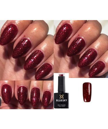 Bluesky GEL POLISH RED GLITTER SPARKLE 80631 Garnet Glamour Starstuck Nail UV LED Soak Off 10ml Christmas Color