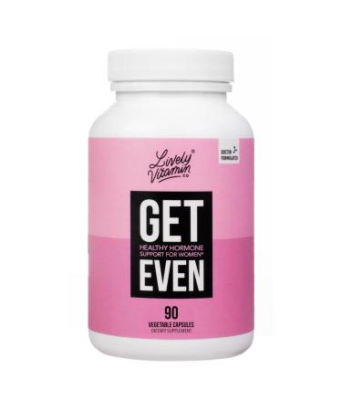 LIVELY VITAMIN CO. Get Even - Women's Hormonal Balance Blend - Helps Reduce Severity of Periods, PMS & Menopause - Eases Cramps & Bloating - Mood Regulation - Period Pain & Discomfort - 90 Count
