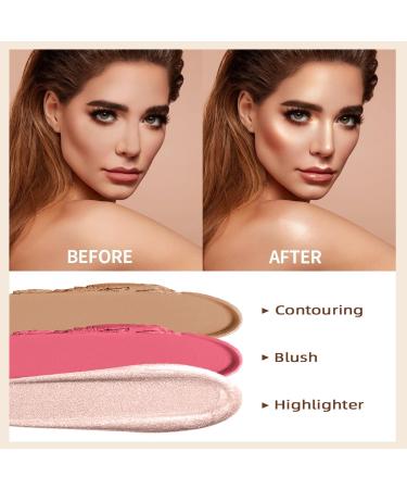 3 Pcs Kit de maquillage cr me contour stick nuances avec Highlighter & Bronzer & Blush pour sculpter les joues finition imperm able mate et ros e (Fair-Light #03+#09+#12) - Buy Online on GoSupps.com