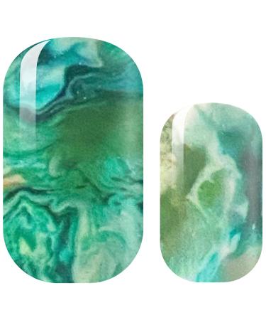 Avoa Beauty nail film - "Jade in Heaven" green white Jadegr n marble emerald nail art design 16 thin self -adhesive long -lasting nail wraps