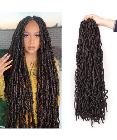 Xtrend 7 Packs 24 Inch Nu Faux Locs Crochet Hair Long Dark Brown Pre looped Gypsy Locs Crochet Hair Synthetic Goddess Faux Locs Braids Hair Natural Wavy Dreadlock Braids Hair Extensions 4# 24 Inch (Pack of 6) 4#