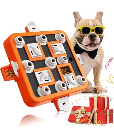 Dufuso dog toys intelligence intelligence toys dog slow feeder intelligence toys for dogs small/medium/large dogs - level 3 (difficult) B -orange