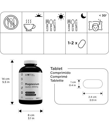 Pure Magnesium 200mg obtained from Magnesium Citrate. 240 vegan tablets 8 months of treatment. Improves muscle function and nervous system reduces fatigue and cramps - Buy Online on GoSupps.com