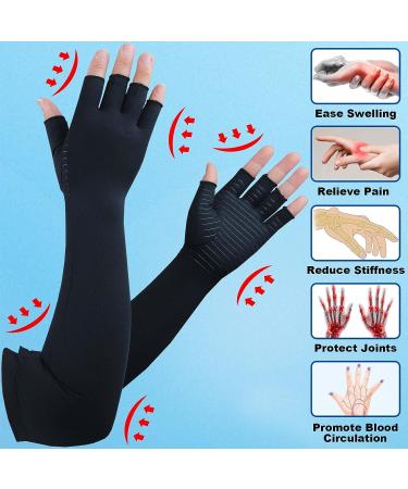 SHIFANQI Copper Long Arthritis Gloves - Compression Glove for Carpal Tunnel Pain Relief - Medium Black (1 Pair) - Buy Online on GoSupps.com