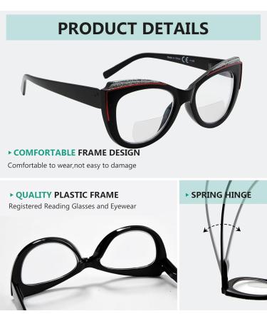 Eyekepper 4-Pack Bifocal Reading Glasses Cat Eye Design for Women | +2.00 Strength | Stylish Clear Lens Mix | International Shipping Available - Buy Online on GoSupps.com