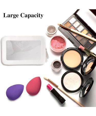 Clear Travel Toiletry Bag for Women & Men - Waterproof Cosmetic Makeup Bag with Zipper - Large Size Wash Bag (White) - Buy Online on GoSupps.com