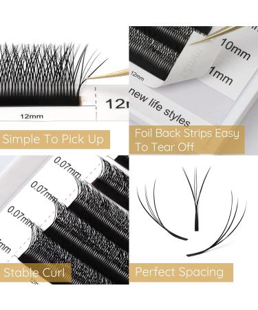 EMEDA 6D W Lash Extensions D Curl .07mm Mix Tray - 8-12mm Premade Volume Fans - Buy Online on GoSupps.com