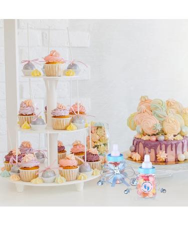 62 Pcs 3.5 Mini Milk Bottle Baby Shower Favor Set with 500 Thank You Stickers - Blue Plastic Bear Candy Bottles for Boy Girl Newborn Baptism Party Decor - Buy Online on GoSupps.com