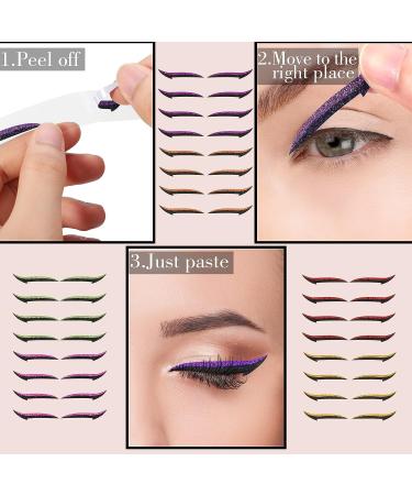 24 Pairs Glitter Eyeliner and Eyelash Stickers - Reusable Makeup Tool for Instant Eye Makeup | Waterproof & Self-Adhesive - Buy Online on GoSupps.com