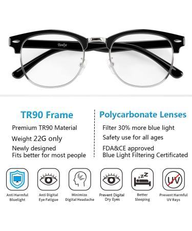 Tanlys Blue Light Blocking Glasses 2 Pack - Anti UV, Reduce Headache, Stylish Gaming Eyewear for Men and Women - Black Clear - Buy Online on GoSupps.com