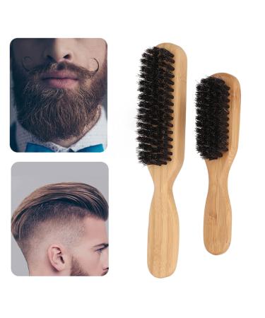 2pcs Beard Brush Reinforced Process Skin Wooden Handle Barber Shop Tool Beard Cleaning Tool for Safety