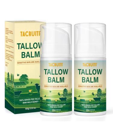 Tacruitf Beef Tallow Balm 100% Grass Fed Beef Tallow Whipped Moisturizer for Sensitive Skin Handmade All-Natural Moisturizer for Soft And Smooth Skin (7 Oz Unscented)