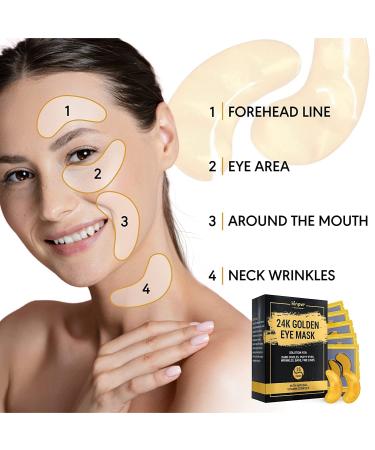 KINPUR Organic 24k Gold Under Eye Patches - Collagen Masks for Dark Circles, Puffy Eyes, Wrinkles - Hydrating Gel Pads for Eye Bags - 50pcs, All Skin Types - 25 Pairs - Buy Online on GoSupps.com