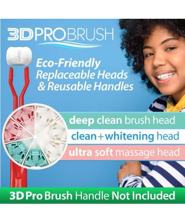 3D Pro Brush | 3-Sided Toothbrush with 7 Replacement Heads | Triple Clean + Soft Gum Massage | Tongue Scraper | Eco-Friendly | Made in USA - Buy Online on GoSupps.com