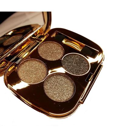 Glitter Eyeshadow Palette Makeup Set 4 Colors Shimmer Eyeshadow Palette Gold Eyeshadow Highly Pigmented Long Lasting Waterproof Sweatproof Professional Nude Eyeshadow Palette Make Up Palettes for Women Warm Natural Neutral Smokey Eye Eyeshadow Palette (8#