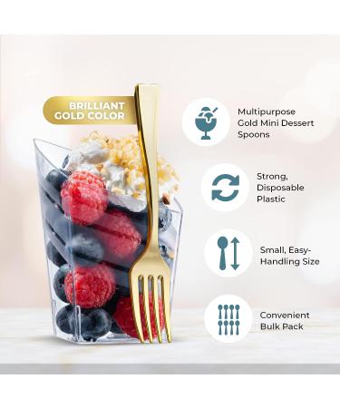 80 Count Plastic Mini Gold Tasting Forks - Perfect for Appetizers, Desserts, and Cocktails - Posh Setting Gold Forks (4 inch) - Buy Online on GoSupps.com
