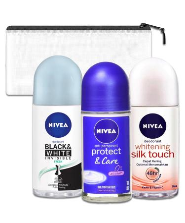 Nivea Women's Deodorant Roll-On Bundle - 3 Variety Packs of Antiperspirant | Fresh & Long-Lasting Protection - Buy Online on GoSupps.com