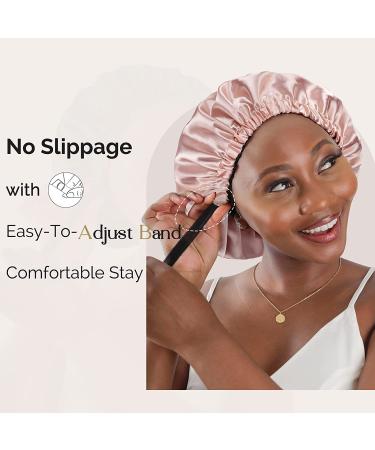 YANIBEST Silk Satin Bonnet for Sleeping - Blush Pink Large | Reversible Hair Cap for Curly Natural Hair Women - Buy Online on GoSupps.com