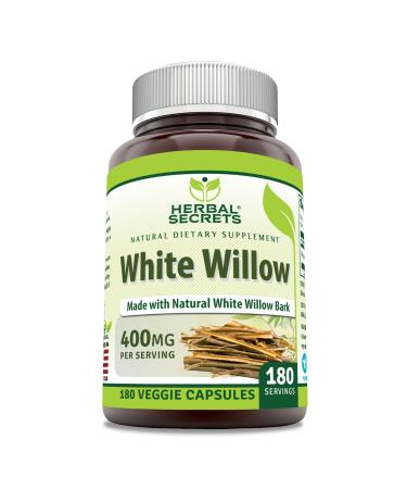 Herbal Secrets White Willow 400 Mg per Serving 180 Veggie Capsules Supplement | Non-GMO | Gluten Free | Made in USA