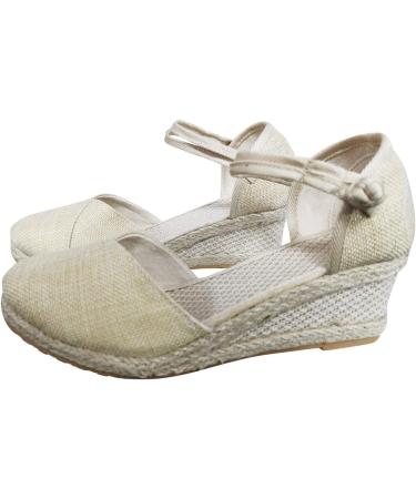 Elegant Women's Summer Wedge Sandals Casual Roman Style Thick Sole Beige Perfect for 3.5 UK Size - Buy Online on GoSupps.com