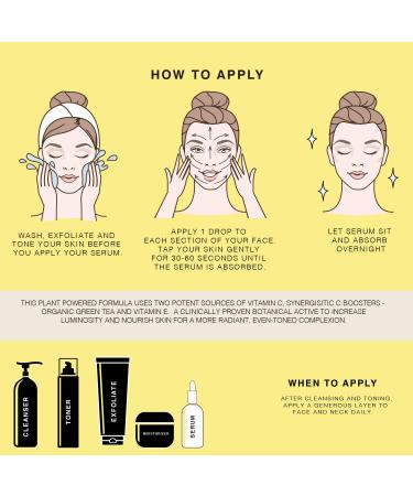 Vitamin C Serum for Face - Brightening & Anti-Aging Treatment with Hyaluronic Acid, Green Tea, Vitamin C and E - 2 Fl Oz - Buy Online on GoSupps.com