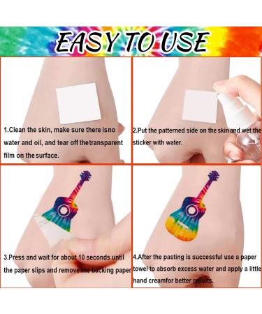 Tie Dye Temporary Tattoos Stickers - 192PCS, 16 Sheet Body Art Fake Tattoos for Kids, Tie Dye Party Favor & Decorations - Carnival Rewards - Buy Online on GoSupps.com