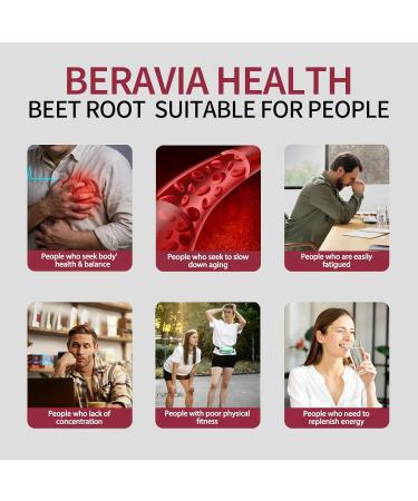 Beravia Health Organic Beet Root Capsules Beetroot Capsules 1300mg | Support Healthy Circulation & Vitality Natural Vegan & Non-GMO Beet Root Supplement for Women & Men - 60 Capsules (1 Bottle) - Buy Online on GoSupps.com