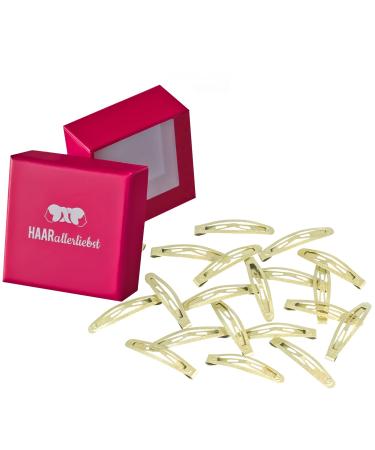 Hair -minded hair clips small mini (20 pieces | gold shimmering | 4.3cm short) including box for storage (box color: pink)