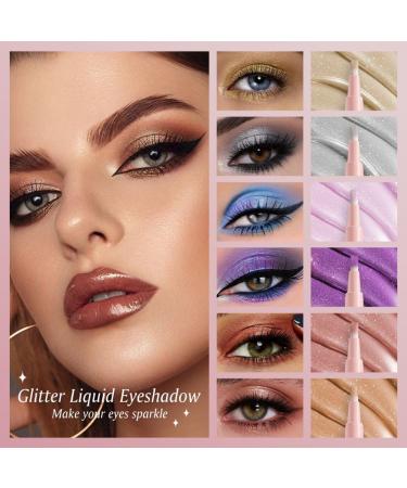 Shimmer Liquid Eyeshadow - 4 Colors Multi-Use Stick for Lips & Cheeks Long Lasting Glitter Makeup with Brush - Buy Online on GoSupps.com