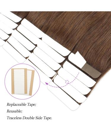 Buy Real Human Hair Extensions Tape - 50g 20 Pieces Walnut Brown Semi-Permanent Reusable Skin Weft - Buy Online on GoSupps.com