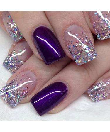 Glitter Nail Polish - Purple Sparkle Nail Varnish - 2 In 1 Pink Nail Varnish Purple Nail Polish - 60 Seconds Quick Drying & Long Lasting Holographic Nail Polish - No Need Baking - Buy Online on GoSupps.com
