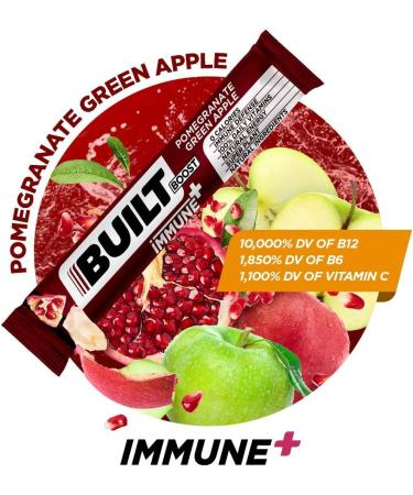 Built Boost Immune+ 18 Pack Natural Energy Drink Mix - Pomegranate Green Apple - 100% Daily Vitamins - Immune Support & Sustained Energy - Caffeine & Gluten Free - Buy Online on GoSupps.com