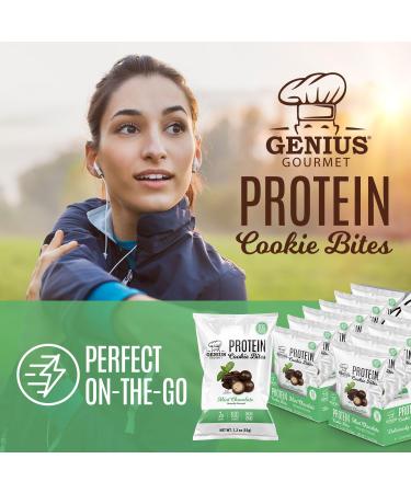 Genius Gourmet Protein Cookie Bites Mint Chocolate - 10g Protein No Added Sugar Low Carb Non-GMO - Sweet Protein Desserts & Protein Snacks for Adults and Kids - 12 Bags - Buy Online on GoSupps.com