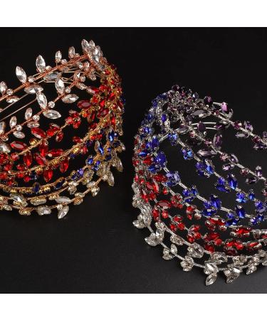 JWICOS Crystal Wedding Headband Tiara Bridal Rhinestone Headpiece Wedding Hair Accessories Tiara for Women and Girls Red Gold - Buy Online on GoSupps.com