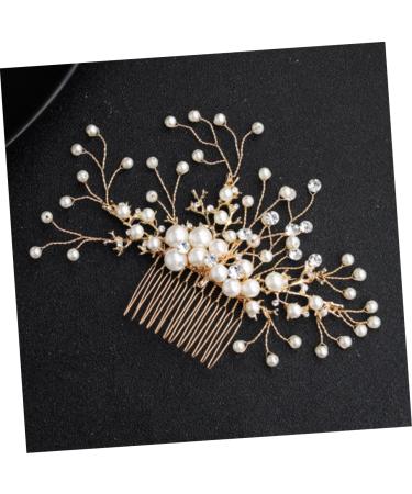 DOITOOL Bridal Hair Accessories Wedding Hair Comb Golden Hair Comb Wedding Hair Jewelry Pearl Hair Comb Tiara Women Hairpin Bridal Headdress The Flowers Headgear Hair up Bride - Buy Online on GoSupps.com