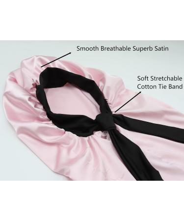 Sengterm Long Satin Hair Hood - Adjustable Silky Sleeping Hat for Women | Extra Big Size for Long Curls | Pink - Buy Online on GoSupps.com