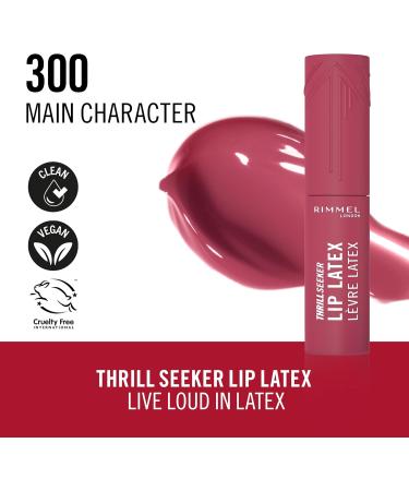 Coty Rimmel Thrill Seeker Lip Latex 300 Main Character liquid lipstick lip gloss lip color lipstick with hyaluronic acid lipstain smooth and shiny moisturizes hyaluronic acid vitamin E aloe vera 6 ml - Buy Online on GoSupps.com