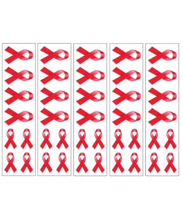 40 Red Ribbon Temporary Tattoos: HIV/AIDS Awareness Tattoo