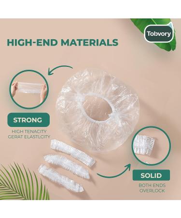 100PCS Disposable Shower Caps by Tobvory - Waterproof Plastic Shower Cap for Women Men - Extra Elastic Large Size for Bath, Hair Treatment, Conditioning - Perfect for Home, Hotel, Travel - Buy Online on GoSupps.com