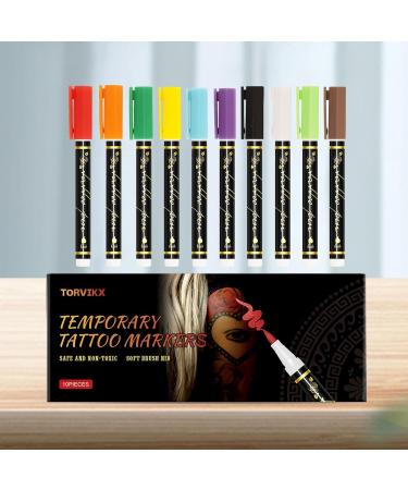  BommFu Skin Pencil 10 Colors Erasable Face Skin Marker for Kids Adults Birthday Party Cosplay Festival Makeup Role Play Event - Buy Online on GoSupps.com