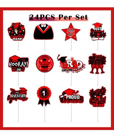 24PCS Class of 2024 Graduation Cupcake Toppers Party Decorations 2024 Congrats Grad Graduation Cupcake Toppers 2024 Graduation Decorations(Red) - Buy Online on GoSupps.com