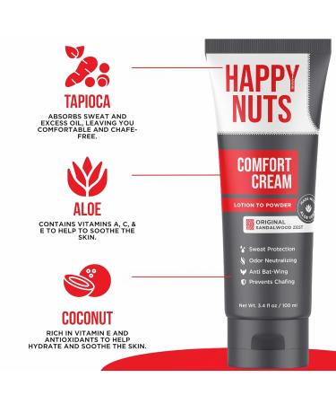 HAPPY NUTS Comfort Cream Deodorant For Men: Anti-Chafing Sweat Defense Odor Control Aluminum-Free Mens Deodorant & Hygiene Products for Men's Private Parts 3.4 oz.(2 Pack Original) Original 3.4 Fl Oz (Pack of 2) - Buy Online on GoSupps.com