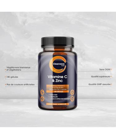 Vitamine C et Zinc - 180 G lules V g taliennes - 1200 mg de Vitamine C et 25 mg de Zinc - Vitamine C Zinc pour le Maintien du Syst me Immunitaire - Formule Haute R sistance - Buy Online on GoSupps.com