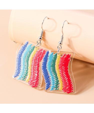 Feylie Acrylic Trailer Earrings for Women - Colorful Cartoon Fashion Ornaments for Everyday & Casual Dates - Rainbow & Stars Design - Buy Online on GoSupps.com