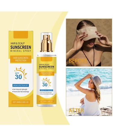 Hair & Scalp Sunscreen Spray SPF 30 | UV Protection Spray for Color-Treated Hair Non-Greasy Scalp Shield with Coconut Oil | Broad Spectrum UVA/UVB Defense Against Fade & Dryness (1) - Buy Online on GoSupps.com